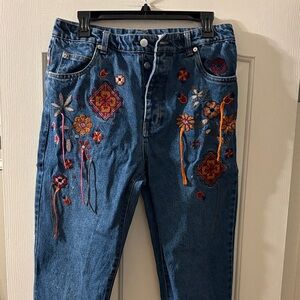 ASOS Denim EUC Embroidered Button Fly Jeans size 10.